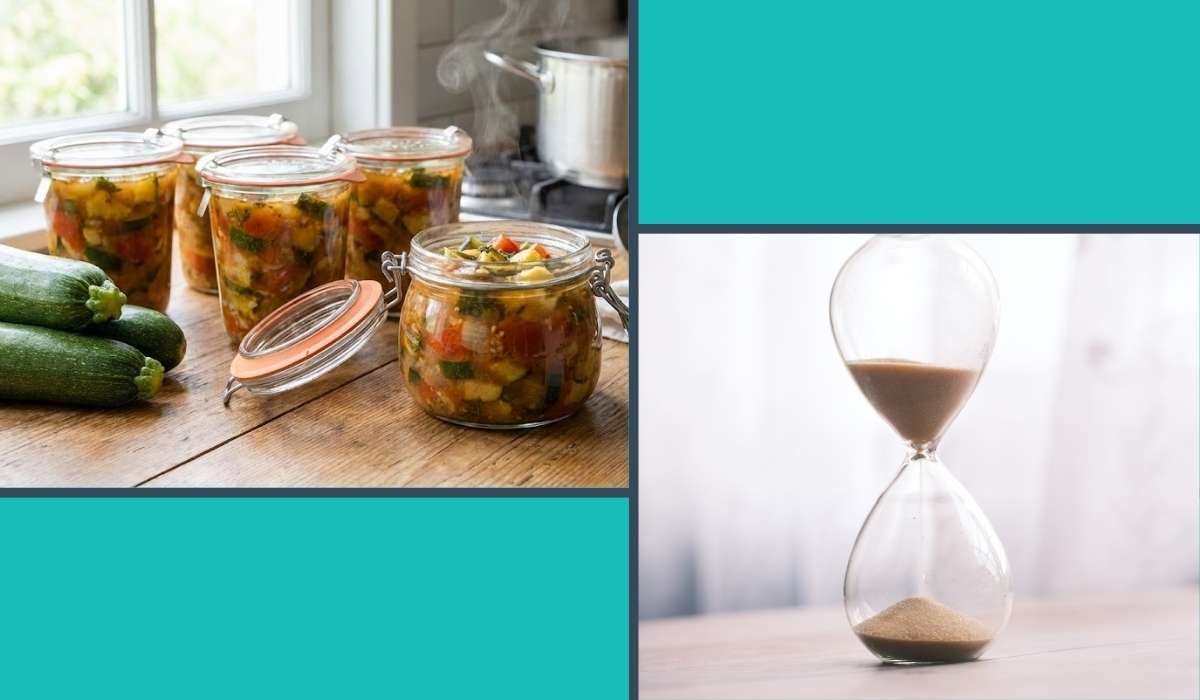 Quel est le temps de stérilisation pour des courgettes cuites ?