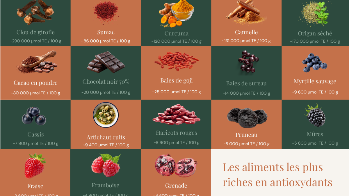aliments riches en antioxydants